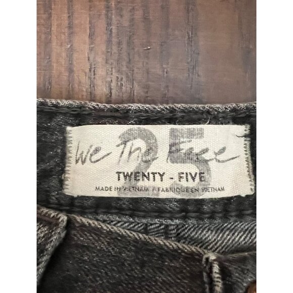 We The Free People Jean Shorts Distressed Button Fly Black High Rise Denim 25 - Picture 3 of 8